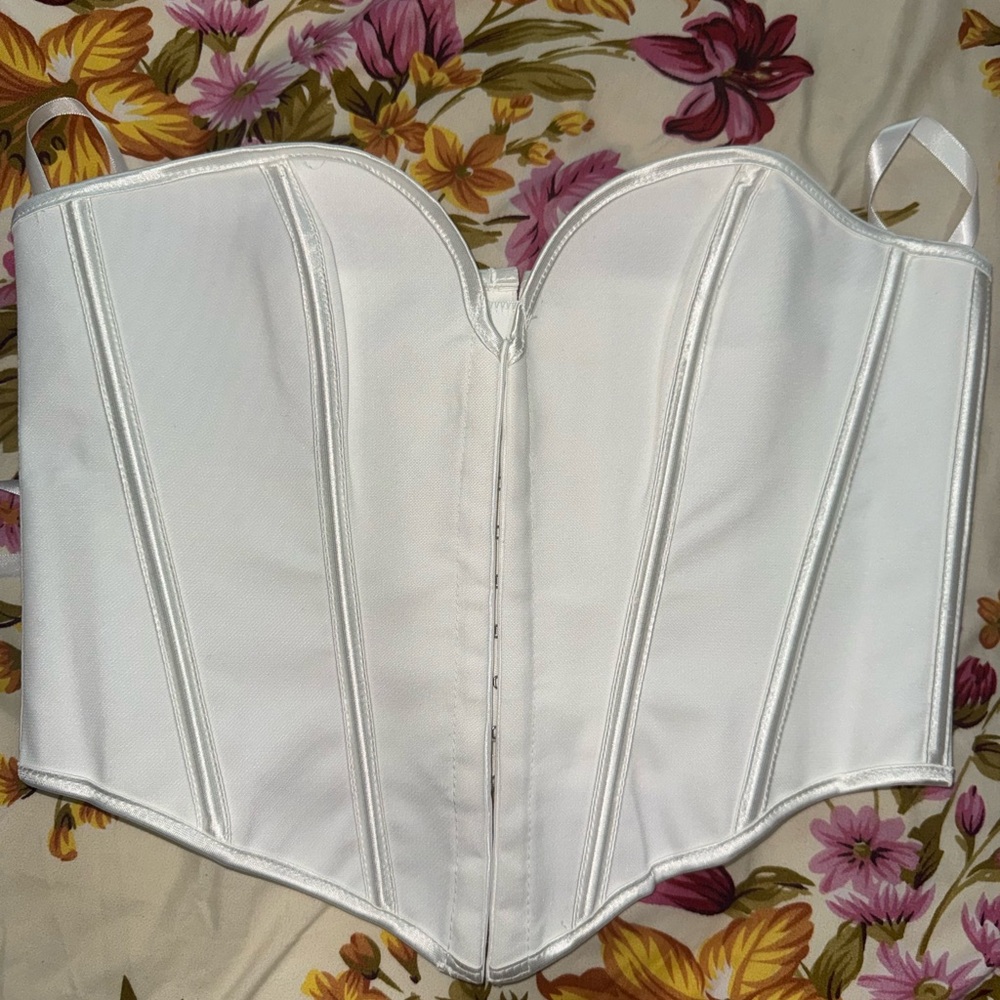 SHEIN White Strapless Corset Bustier Top